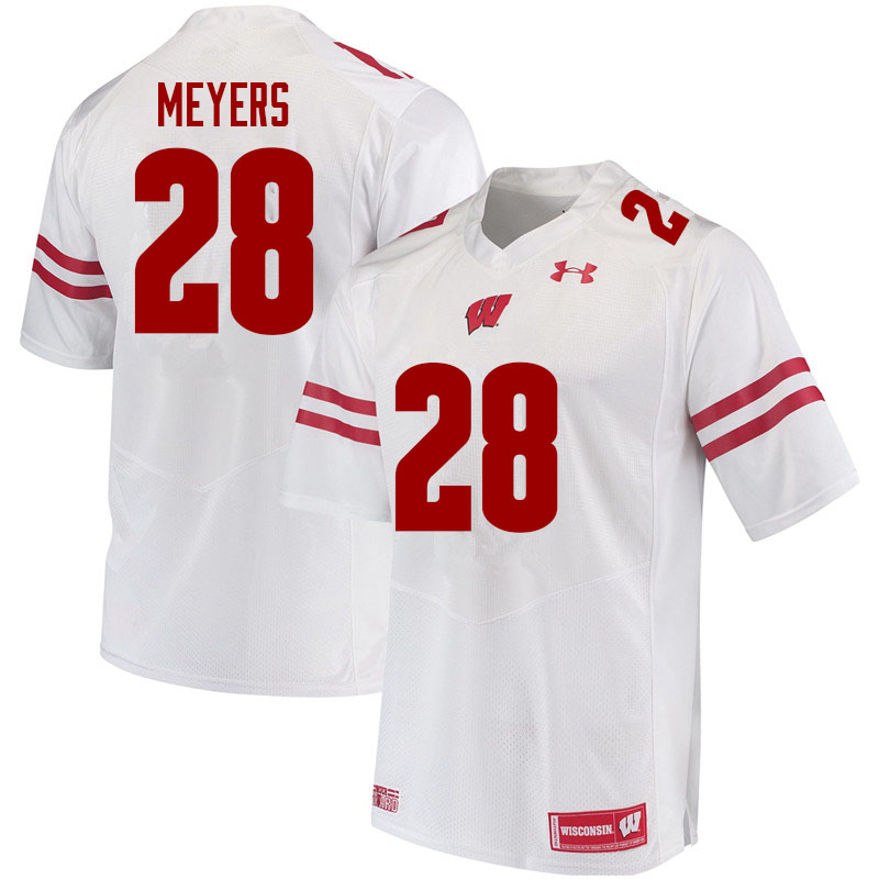 Wisconsin Badgers Men's #28 Gavin Meyers NCAA Under Armour Authentic White College Stitched Football Jersey KF40O06WB